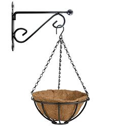 Foto van Hanging basket 25 cm met metalen muurhaak en kokos inlegvel - plantenbakken