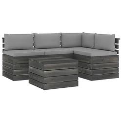 Foto van Vidaxl 5-delige loungeset met kussens pallet massief grenenhout