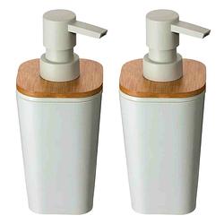 Foto van 2x stuks zeeppompjes/zeepdispensers van kunststeen - wit - 300 ml - zeeppompjes