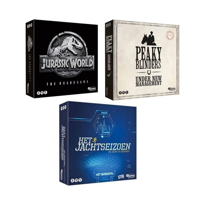 Foto van Spellenbundel - 3 stuks - jurassic world the boardgame & peaky blinders & het jachtseizoen