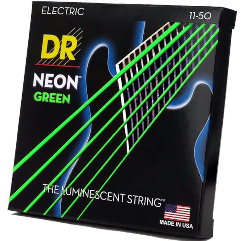 Foto van Dr strings nge-11 hi-def neon green 11-50 set snaren voor elektrische gitaar