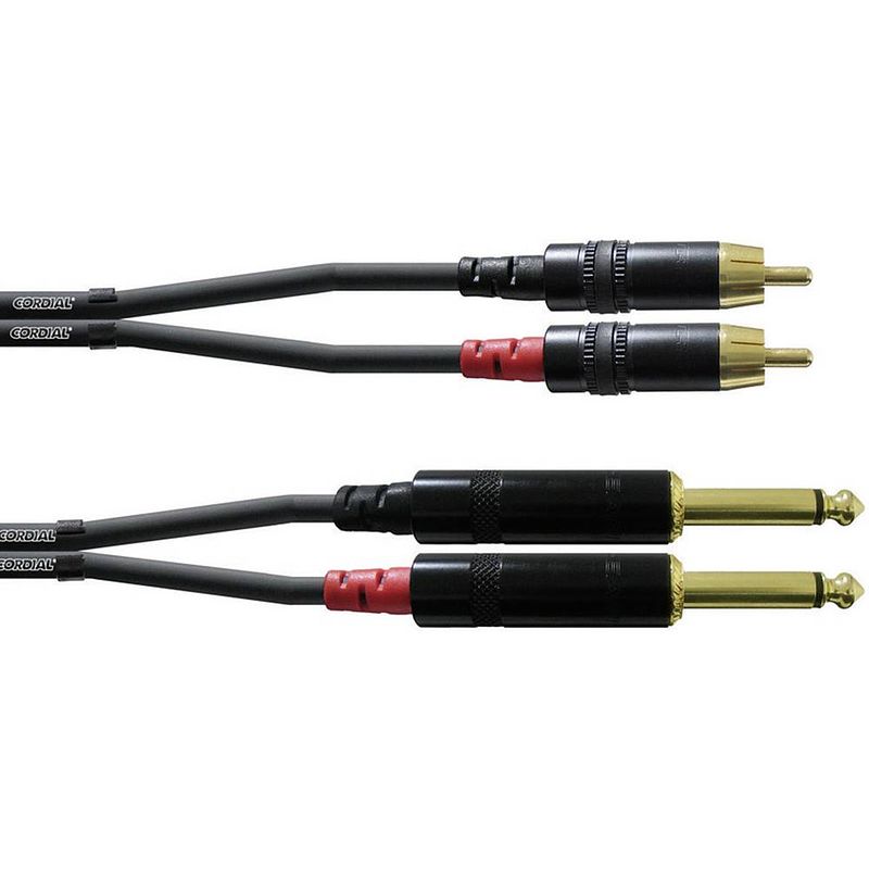 Foto van Cordial cfu3pc audio adapterkabel [2x jackplug male 6,3 mm - 2x cinch-stekker] 3.00 m zwart