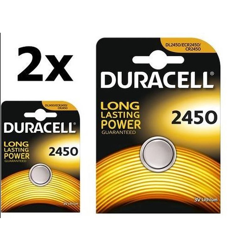 Foto van 2 stuks duracell cr2450 3v lithium knoopcelbatterij