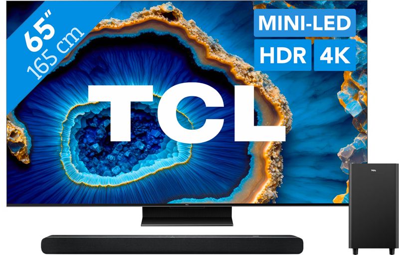 Foto van Tcl qled 65c803 (2023) + soundbar