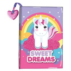 Foto van Roze/paars dagboek sweet dreams unicorn/eenhoorn glitter - persoonlijke dagboeken - cadeau voor meiden/kinderen