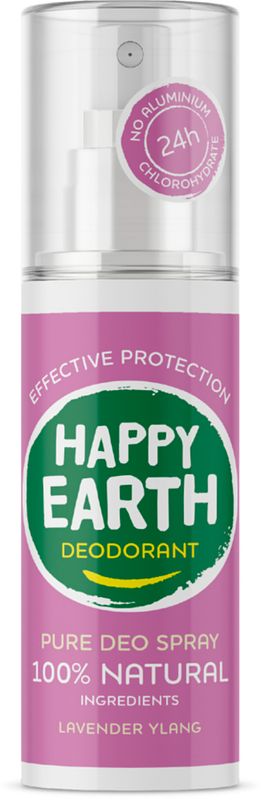 Foto van Happy earth 100% natuurlijke deo spray lavender ylang