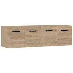 Foto van The living store wandkast - sonoma eiken - 80x35x36.5 cm - 2 vakken - hoogwaardig hout - eenvoudige wandmontage