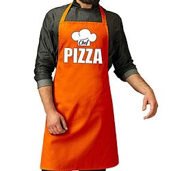 Foto van Schort chef pizza oranje voor heren - koningsdag/ nederland/ ek/ wk - feestschorten