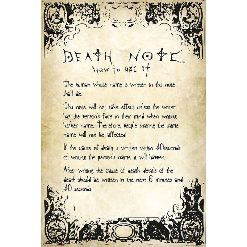 Foto van Gbeye death note rules poster 61x91,5cm