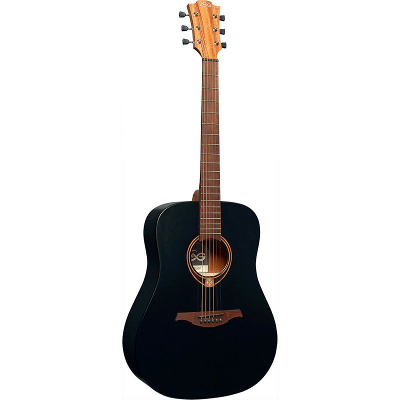 Foto van Lag guitars tramontane 70 t70d black satin akoestische westerngitaar