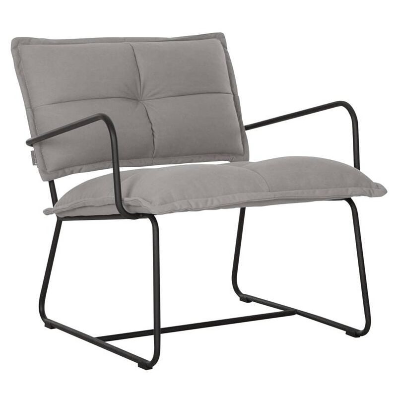 Foto van 24designs hug fauteuil - grijs katoen - zwart metalen sledeframe