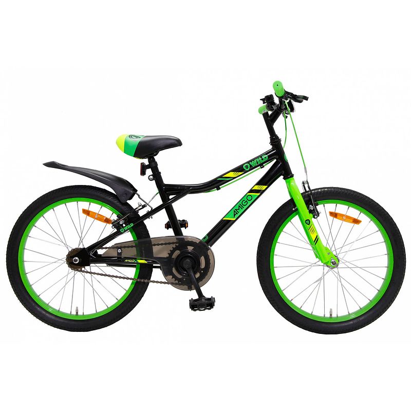 Foto van Amigo wild hardtail mountainbike 20 inch 32 cm junior v-brakes zwart/groen