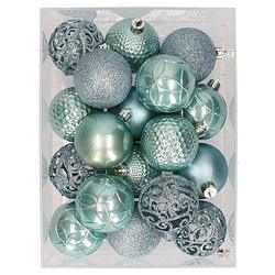 Foto van 37x stuks kunststof kerstballen spa blauw 6 cm - kerstbal