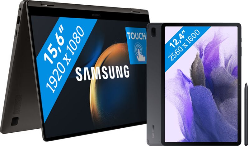 Foto van Samsung galaxy book3 360 np750qfg-ka1nl + galaxy tab s7 fe