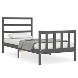 Foto van The living store bedframe - massief grenenhout - 205.5 x 95.5 x 100 cm - grijs