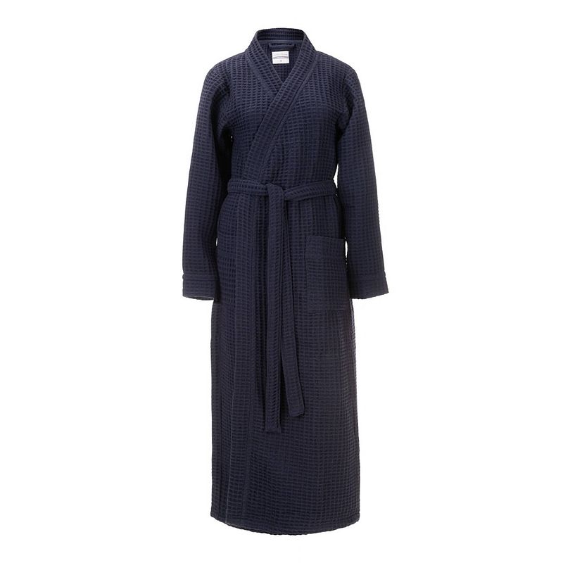 Foto van Hnl bath wafel badjas kuitlengte - navy blue - xl