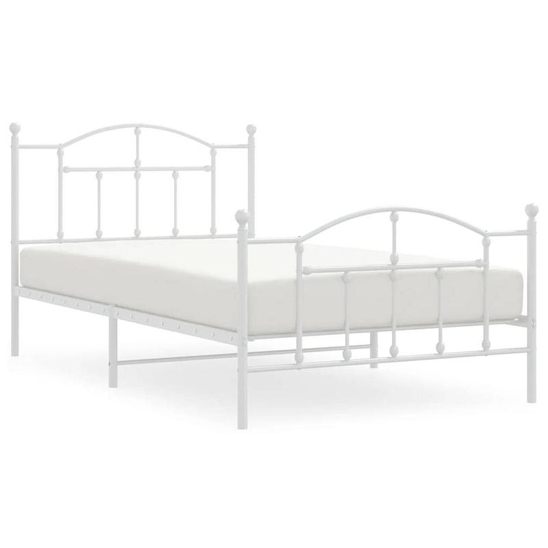 Foto van Vidaxl bedframe met hoofd- en voeteneinde metaal wit 100x200 cm