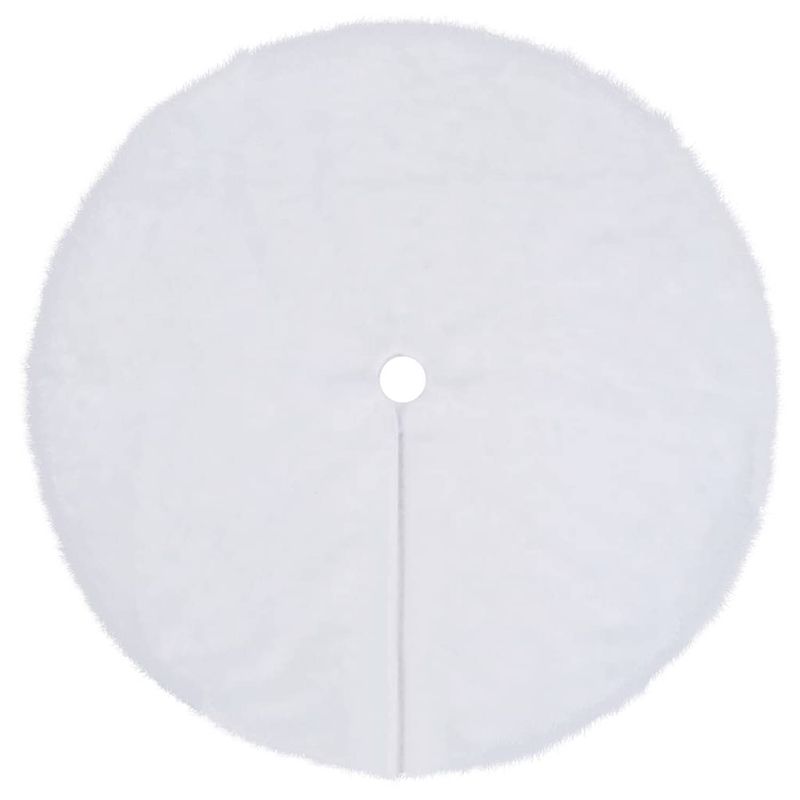 Foto van The living store kerstboomrok - wit - 360 g/m² kunstbont - 122 cm diameter - nonwoven achterkant