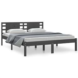 Foto van The living store bedframe - classic hout - 160 x 200 cm - grijs - massief grenenhout