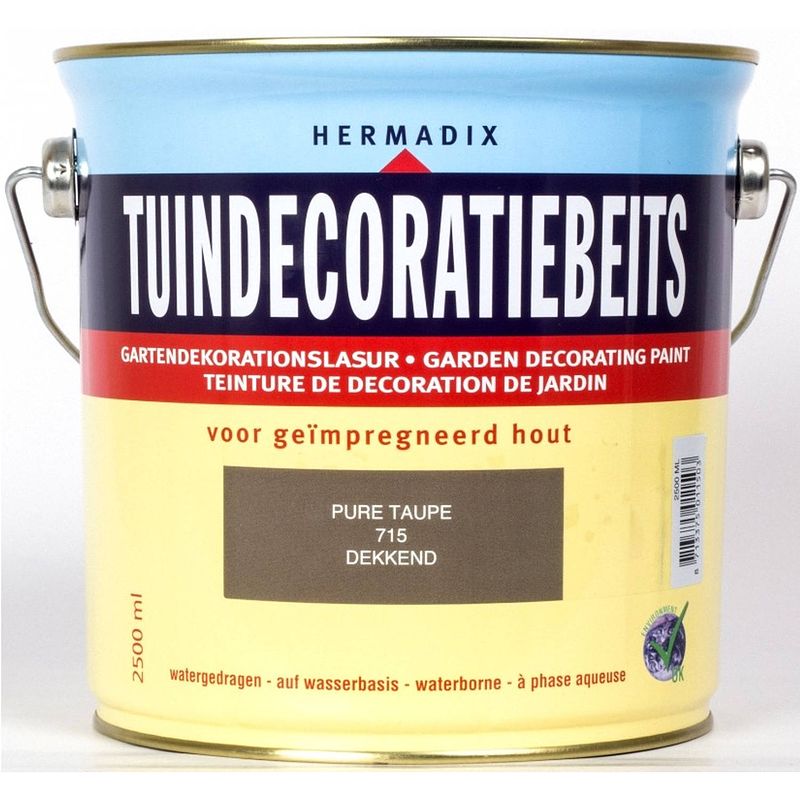 Foto van Hermadix - tuindecoratiebeits 715 pure taup 2500 ml