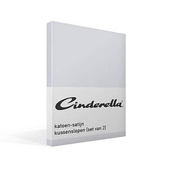 Foto van Cinderella satijn kussensloop (set van 2) - 100% katoen-satijn - 60x70 cm - standaardmaat - light grey