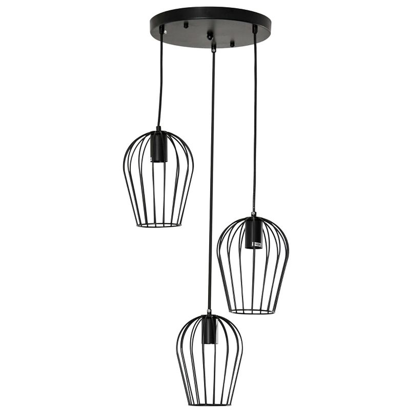 Foto van Hanglamp - lampen - verlichting plafondlampen - metaal - zwart - ø38 x 133h cm