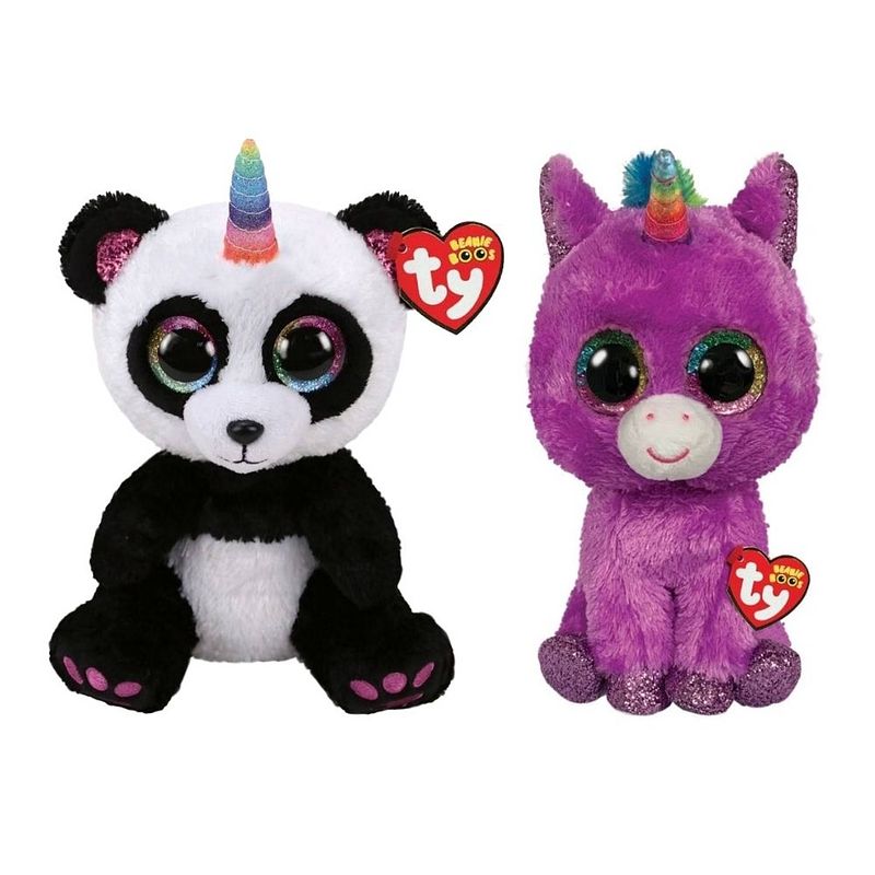 Foto van Ty - knuffel - beanie buddy - paris panda & rosette unicorn