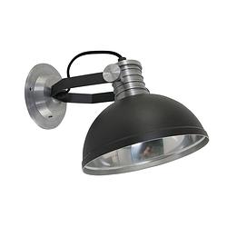 Foto van Industriële wandlamp - steinhauer - metaal - industrieel - e27 - l: 25cm - voor binnen - woonkamer - eetkamer - zwart
