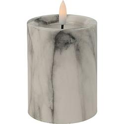 Foto van Home & styling led kaars/stompkaars - marmer wit/grijs -d7,5 x h10 cm - led kaarsen