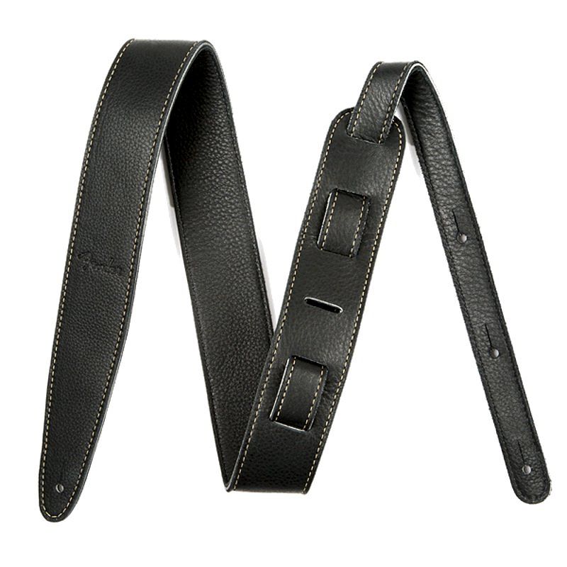 Foto van Fender artisan crafted leather strap 2 inch gitaarband zwart