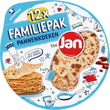 Foto van Pannenkoeken, poffertjes of pancakes 2 verpakkingen a 100810 gram m.u.v. jan poffertjes 12 stuks | jan familiepak pannenkoeken naturel 12 stuks 810g aanbieding bij jumbo