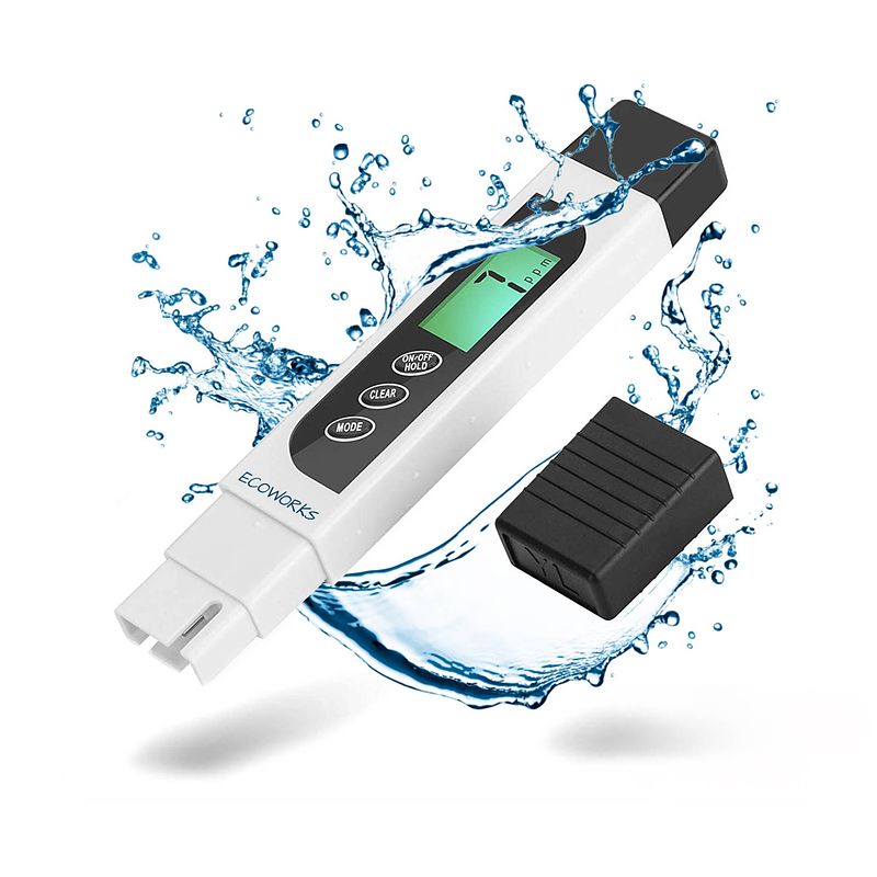 Foto van Ecoworks digitale tds / ec meter - temperatuur - incl. batterij - watertester - voor zwembad, aquarium, drinkwater etc.