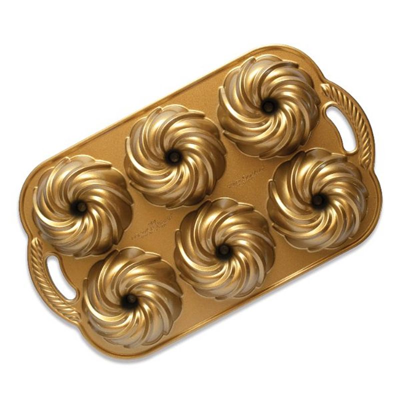 Foto van Tulband bakvorm ""swirl bundtlette pan"" - nordic ware premier gold