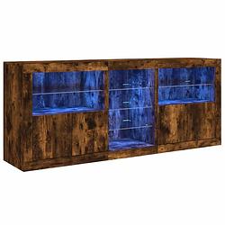 Foto van Vidaxl dressoir met led-verlichting 181,5x37x67 cm gerookt eikenkleur