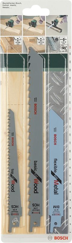 Foto van Bosch 3-delige reciprozaagbladenset (universeel)