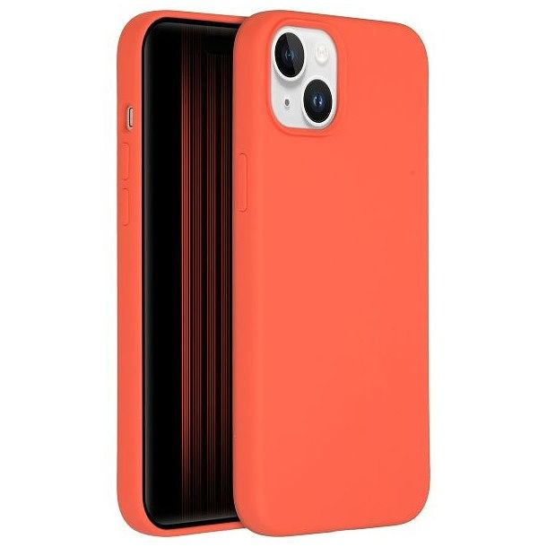 Foto van Accezz liquid silicone backcover met magsafe iphone 15 plus telefoonhoesje oranje