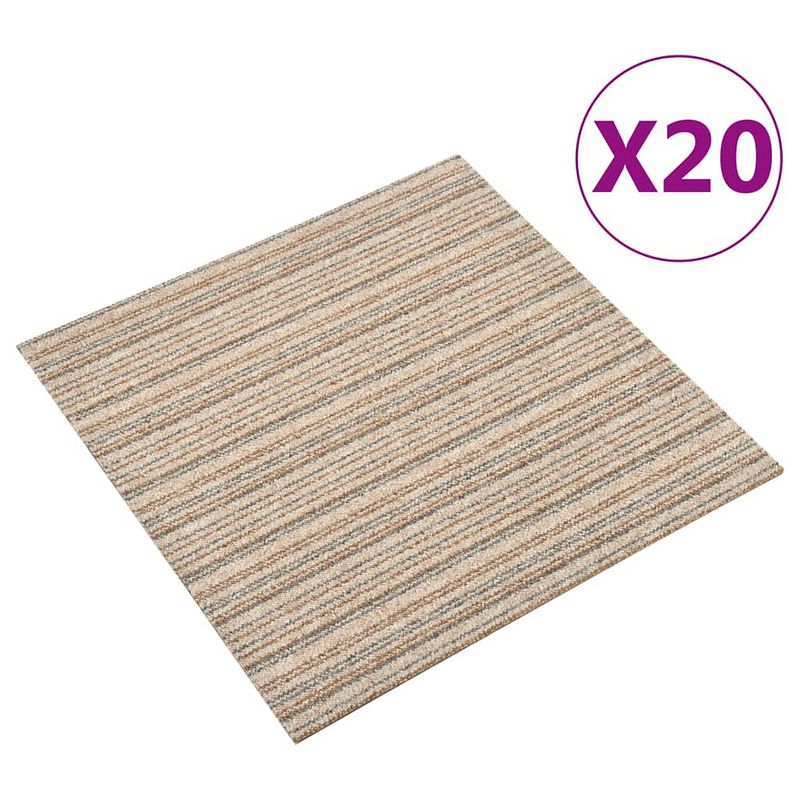 Foto van Vidaxl tapijttegels 20 st 5 m² 50x50 cm gestreept beige