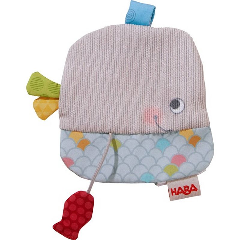 Foto van Haba knuffeldoekje walvis junior 10,5 x 12,5 cm polyester grijs