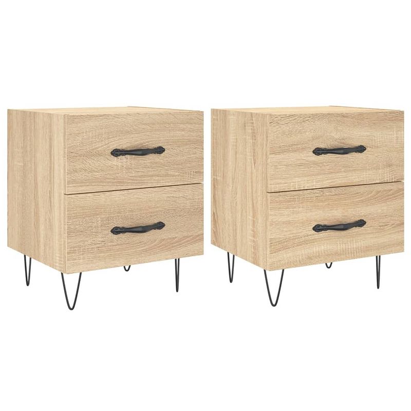 Foto van The living store nachtkastje sonoma eiken - 40 x 35 x 47.5 cm - duurzaam bewerkt hout - met opbergruimte -