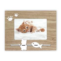 Foto van Houten fotolijstje met katten decoratie geschikt voor een foto van 10 x 15 cm - fotolijsten