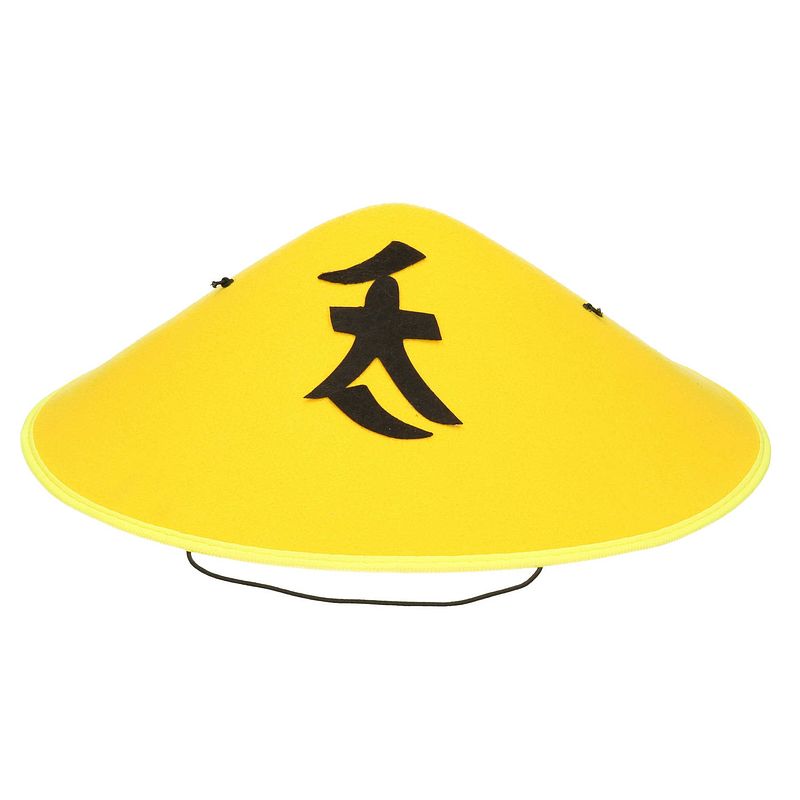 Foto van Chinese aziatische hoed geel verkleed accessoire - verkleedhoofddeksels