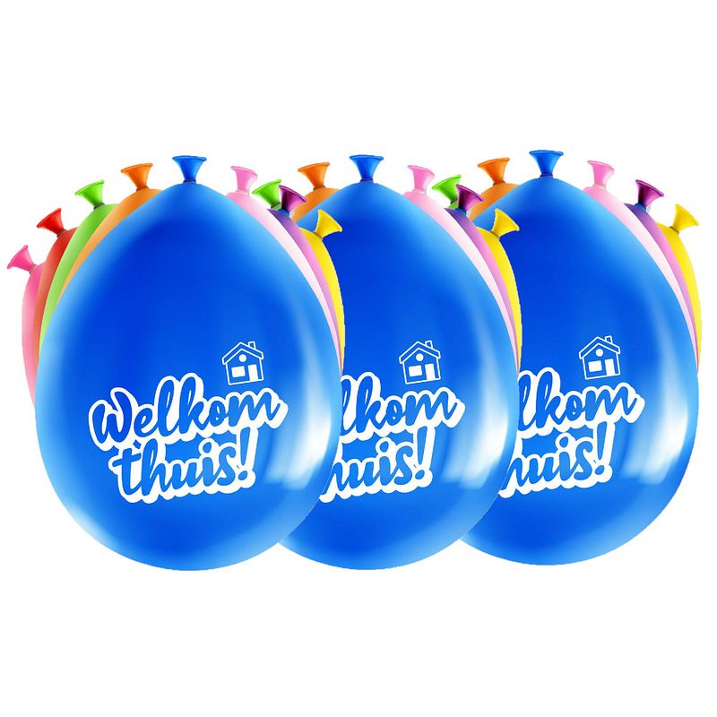 Foto van Paperdreams welkom thuis thema ballonnen - 24x - multi kleuren - versiering/feestartikelen - ballonnen