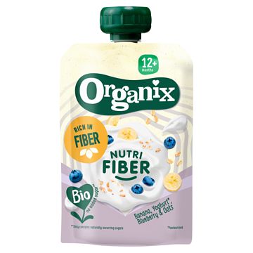 Foto van Organix bio banana, yoghurt, blueberry & oats 12+ months 100g bij jumbo