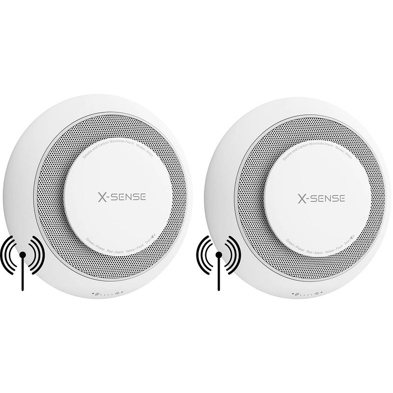 Foto van X-sense xp01-w koppelbare combimelder 2-pack - draadloos koppelbaar + 10 jaar batterij - meet rook én koolmonoxide