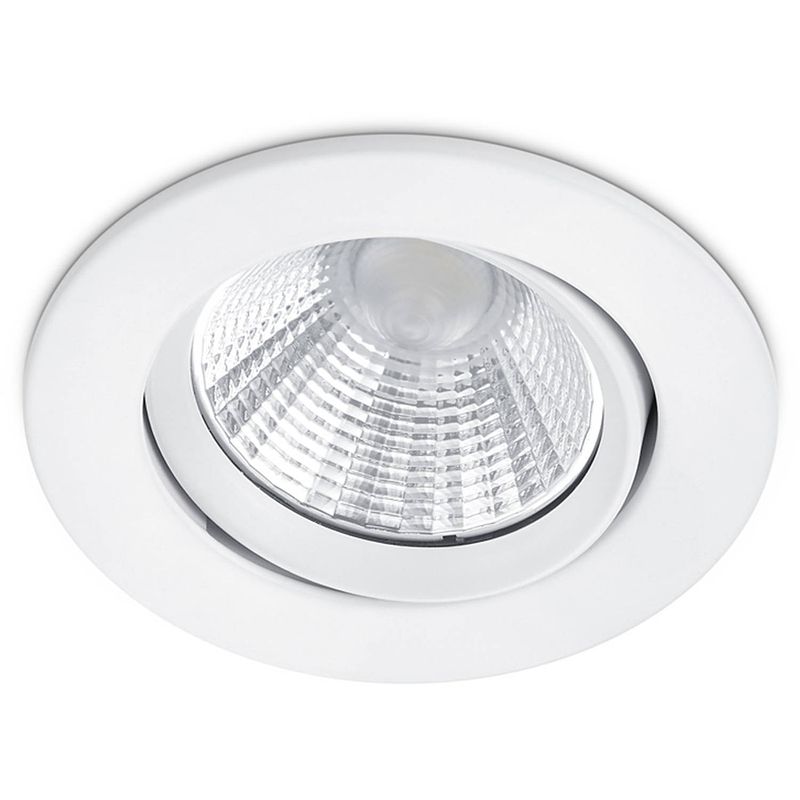 Foto van Led spot - inbouwspot - trion paniro - rond 5w - dimbaar - warm wit 3000k - mat wit - aluminium - ø80mm