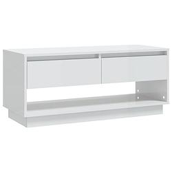 Foto van The living store tv-meubel - wit hoogglans - 102x41x44 cm - met 2 lades en 1 open vak