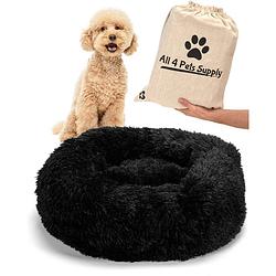 Foto van All 4 pets supply® hondenmand donut - kattenmand - maat xs - geschikt voor honden/katten tot 30 cm - hondenkussen - zwar