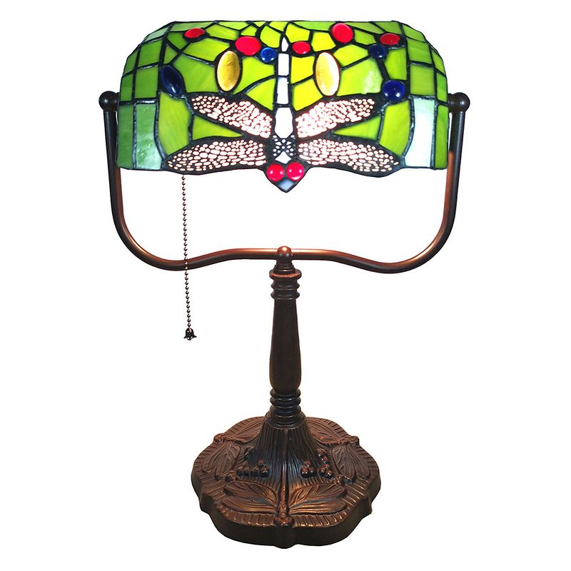 Foto van Haes deco - tiffany tafellamp groen, rood 25x25x42 cm fitting e27 / lamp max 1x60w