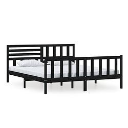 Foto van The living store bedframe massief hout zwart 180x200 cm 6ft super king - bed