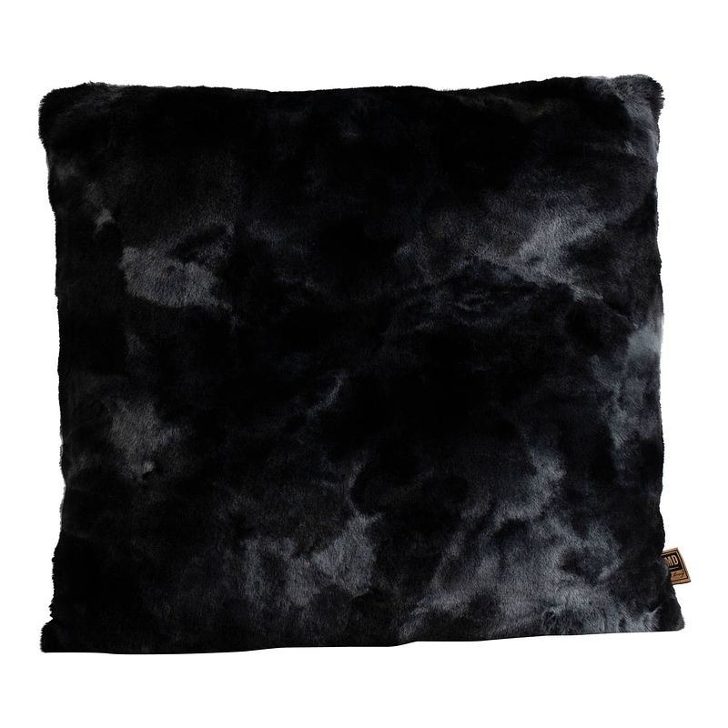 Foto van Ptmd linde black faux fur cushion square l